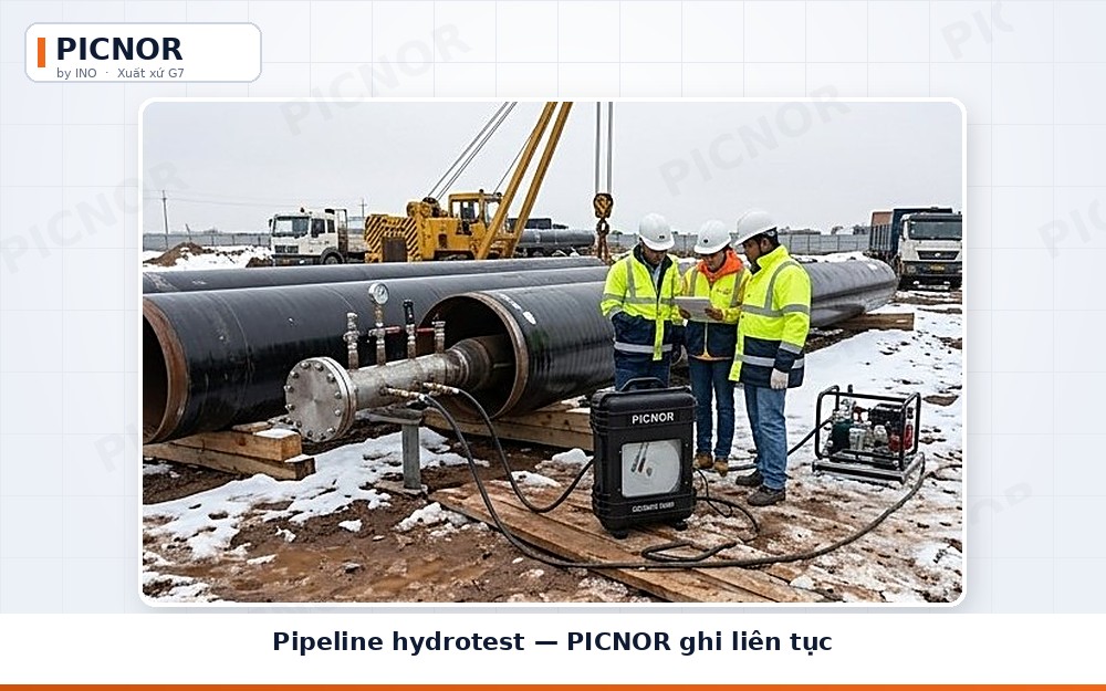 PICNOR ghi áp liên tục trong pipeline hydrotest